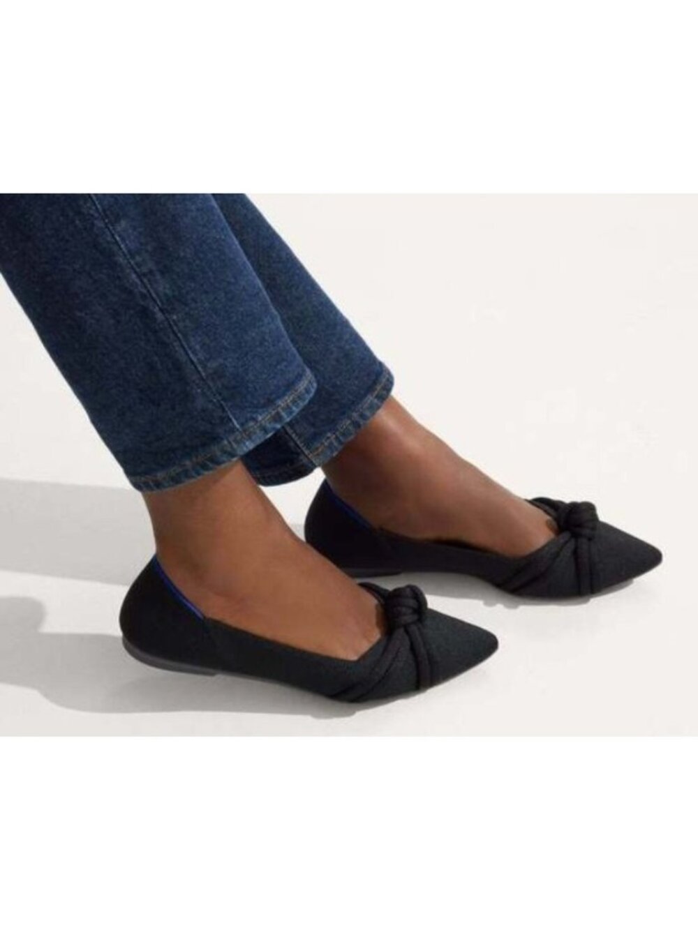 Rothy’s The Knot Point II Black Knit Pointed Toe Flats Women’s Size 7.5 NWOB